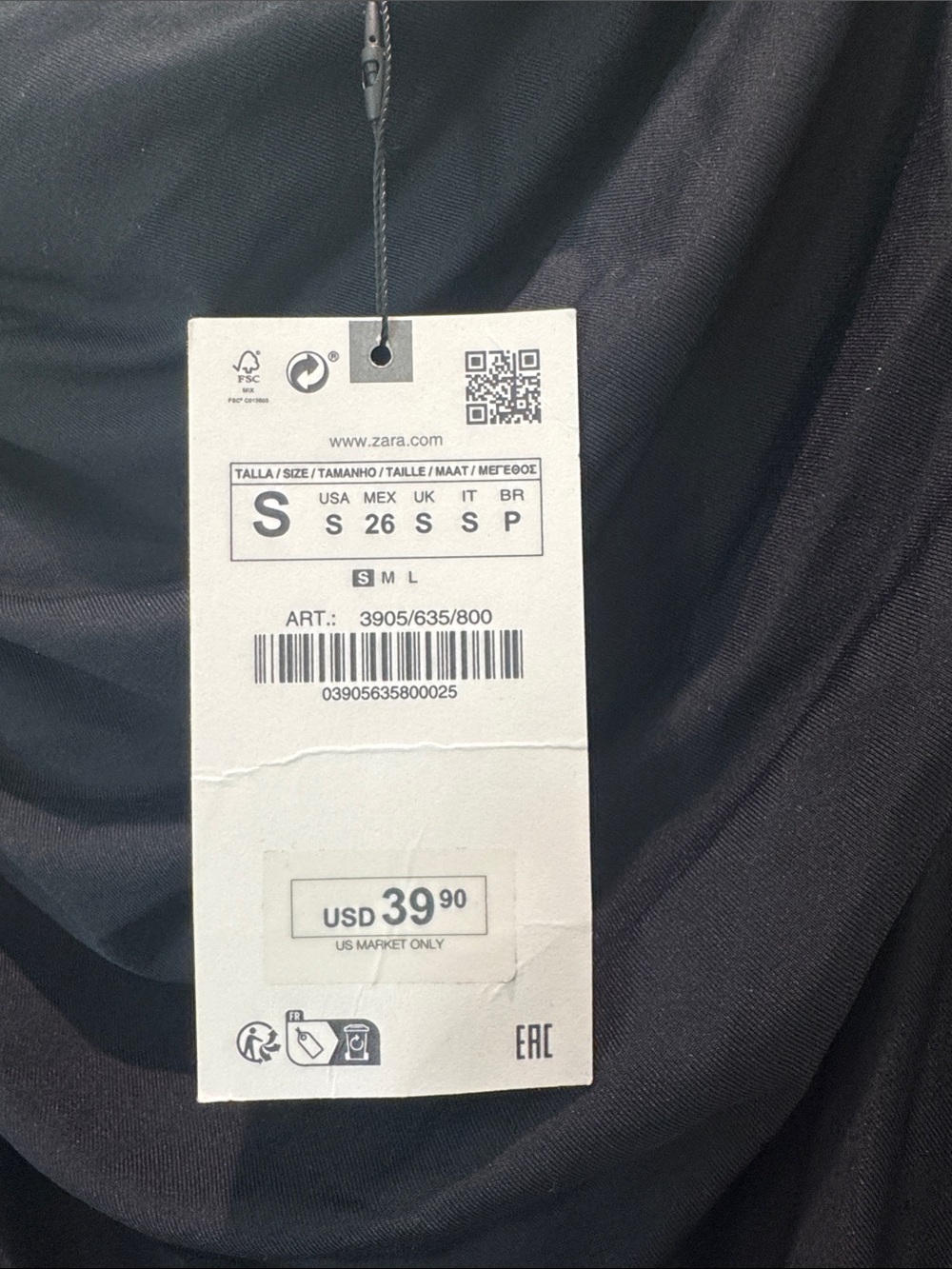 Zara ruched one shoulder dress S nwt - Picture 4 of 4